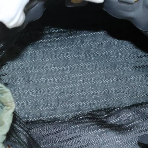 PRADA Hand Bag Nylon 2way Green Gold Auth 104393 - Picture 11 of 16